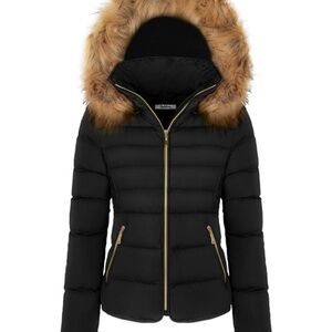 NEW Bodilove Women’s Thickened Black Winter Puffer Jacketket w/Removable Hood-3X